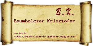 Baumholczer Krisztofer névjegykártya